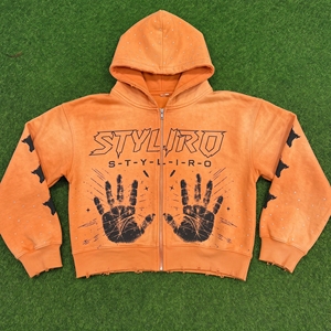 Sudadera con Capucha Personalizada, Color Verde Claro, con Cierre, Unisex, Estilo Urbano, de Algodón Tejido, con Diseño Estampado, para Otoño - Product Image 4