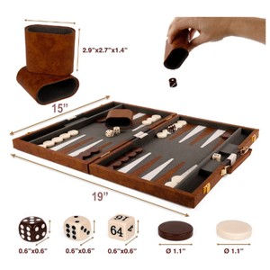 Luxury PU Leather <b>Backgammon</b> <b>Set</b> Portable Suitcase Folding Board Game Classic Travel Table Board Game Custom Wooden <b>Backgammon</b> - Product Image 2