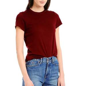 T-shirts pour femmes, couleur unie, décontractés, essentiels au quotidien, coupe ample et tissu léger et respirant, service OEM - Product Image 1