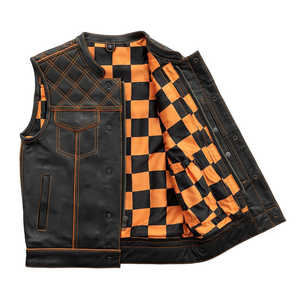 Gilet en cuir pour homme Finish Line Orange Checker - Product Image 4