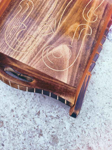 Bandeja de Servir de Madera Natural Pintada a Mano, Ecológica, Duradera, de Diseño Moderno, Organizador Decorativo para Mesa, para Servir Desayuno y Comida - Product Image 3