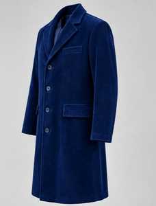 Abrigo Largo Azul para Mujer, Manga Larga, Cierre de Botones - Product Image 4