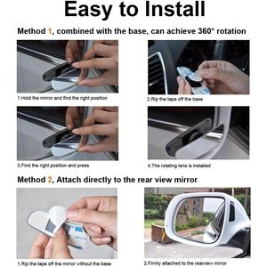 กระจกมองหลังแบบนูน 2 ชิ้น สำหรับรถยนต์ กระจกมองข้างรถยนต์ กระจกมองจุดบอดรถยนต์ - Product Image 3