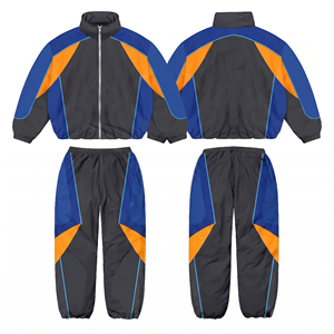 Conjunto Deportivo Personalizado Estilo Vintage Y2K para Hombre, Chaqueta y Pantalones de Nailon con Bloques de Color, 2 Piezas, Ropa Deportiva Urbana - Product Image 3