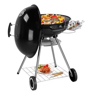 Griglia Barbecue Portatile Pieghevole di Alta Qualità da 28 Pollici con Ruote, Supporto per il Trasporto, Coperchio Smaltato in Porcellana, Raccogli Ceneri e Termometro - Product Image 1