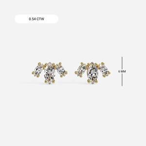 Pendientes de tuerca con diamantes de laboratorio de corte marquesa y halo elegante, engastados en oro macizo de 14K, brillantes, regalo para aniversario de bodas - Product Image 5