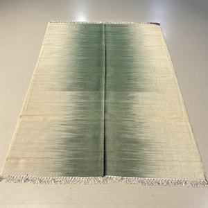 Handmade Wool Flatweave Dhurrie <b>Rug</b> Abstract Solid Green & Cream Modern Area Carpet for Home Hotel & Office Use - Product Image 5