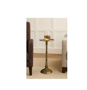 Elegante mesa auxiliar de metal de lujo con tapa con diseño de autor y base de soporte resistente para sala de estar - Product Image 1