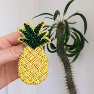 Broche de solapa artesanal de limón en rodajas premium con bordado de cuentas de vidrio, diseño de cítricos, para mujer, chaqueta vaquera, bolso, venta al por mayor - Product Image 5