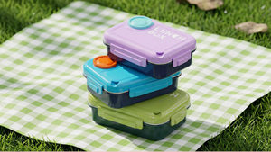 Boîte à lunch en acier inoxydable avec 3 compartiments, récipient alimentaire sans BPA avec couvercle en plastique et couverts - Product Image 5