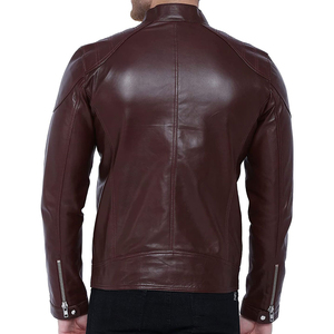 Veste en cuir pour homme de qualité supérieure, coupe ajustée, en cuir de vachette, veste de moto pour l'hiver, veste bomber pour l'automne - Product Image 2