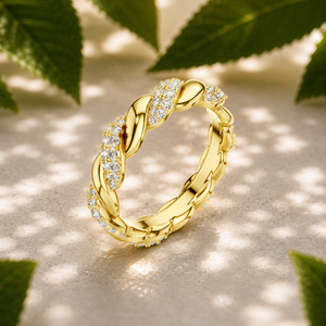 แหวนแต่งงานแบบวงแหวนเพชรทรงกลมเคลือบทองคำขาว 14K ประดับเพชรเพฟแล็บโกรว์ ดีไซน์เกลียววน สามารถสวมซ้อนกันได้ เหมาะสำหรับเป็นของขวัญวันครบรอบสำหรับผู้หญิง - Product Image 3