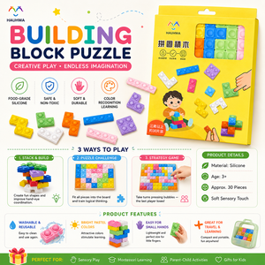 30-Piece Construction Food Grade Silicone <b>Building</b> DIY Educational <b>Building</b> <b>Blocks</b> for 3 to 7 Years Modern <b>Buildings</b> - Product Image 5