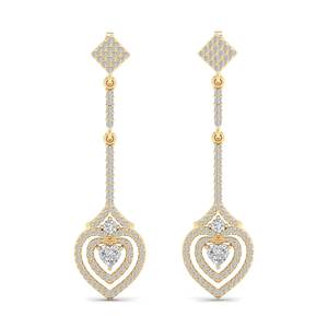 Boucles d'oreilles pendantes longues REYES Timeless en argent sterling 925 avec moissanite certifiée GRA, design en forme de cœur, fermeture à vis - Product Image 2