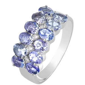 แหวนเพชรและแทนซาไนต์ เงินแท้ 92.5 รุ่น KLSR-11093 - Product Image 1