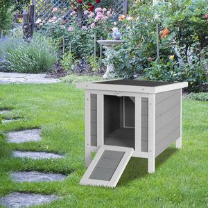 Conigliera in Legno Grigio Impermeabile da 20 Pollici, Casetta per Conigli e Piccoli Animali - Product Image 1