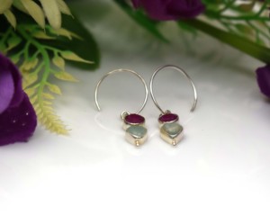 Boucles d'oreilles en argent sterling 925 avec rubis et amazonite pour femmes - Product Image 4