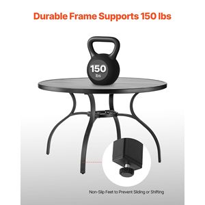 Tavolo da Pranzo Rotondo da Esterno da 47 Pollici con Foro per Ombrellone da 1,5 Pollici, Tavoli Bistro in Metallo Resistente alle Intemperie per Giardino - Product Image 4