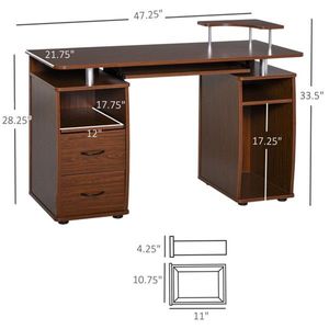 Scrivania Moderna in Noce Marrone con Ripiano per Ufficio Domestico e Camera da Letto - Product Image 4