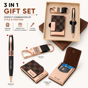 Custom Logo Personalized <b>Printing</b> Metal & PU Leather Pen and Card Holder Gift Set for Business Promotional Use - Product Image 5