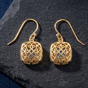 Boucles d'oreilles en argent sterling 925 plaqué or 18 carats avec zircone cubique blanche arc-en-ciel de 10 mm, clous classiques pour femmes - Product Image 3