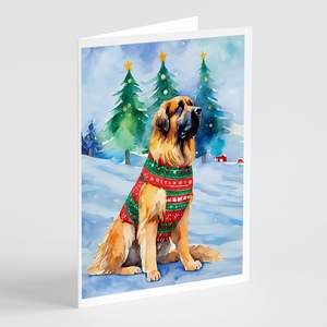 Leonberger Whimsical A7 Size 5x7 Blank Note <b>Cards</b> Pack of 8 Christmas <b>Greeting</b> <b>Cards</b> with Envelopes - Product Image 1