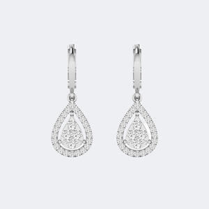 Boucles d'oreilles pendantes avec halo de diamants ronds brillants de 1,00 CTW et accents pavé sertis à griffes – Style Leverback - Product Image 2