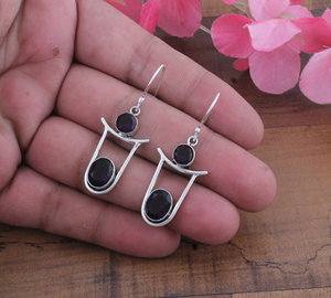 Pendientes Largos de Plata de Ley 925, Chapados en Oro, con Ágata Azul y Diseño de Flor, Hechos a Mano, con Hoja Marquise, Regalo de Aniversario - Product Image 4