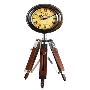 Horloge de bureau en bois de style victorien, forme circulaire, fonctionne à piles, mouvement électronique silencieux, affichage à aiguilles, design traditionnel - Product Image 2
