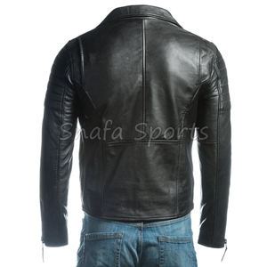 OEM Manufacturer Wholesale Men Leather <b>Jacket</b> Solid Color Leather <b>Biker</b> Available In Best Price For Online Sale - Product Image 4