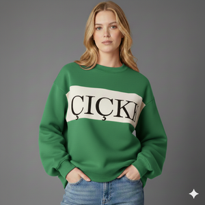 Sweat-shirt oversize à col montant pour femme, bleu marine, avec imprimé lettres crème, coupe classique, manches longues, en coton tricoté, pour l'automne - Product Image 6