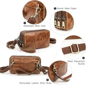 Brown Leather <b>Zip</b> Around <b>Wallet</b> with Dual Zippers and Wrist Strap Fazmax Corporation Model A27 - Product Image 6