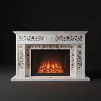 Cheminée autoportante décorative de luxe en marbre incrusté pour salon de villa HAYAT GROUP, taille personnalisée