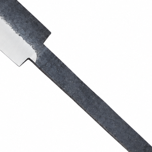Hoja de cuchillo curva negra y plateada con espiga larga y estrecha, filo pulido para la creación de mangos personalizados y trabajos de bricolaje. - Product Image 6