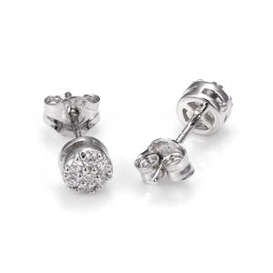 Pendientes Clásicos de Diamantes Redondos en Plata para Uso Diario de Mujeres, Diamantes de Laboratorio Color H - Product Image 4