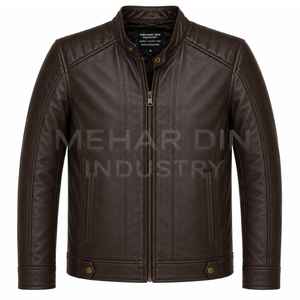 Chaqueta de Cuero de Oveja Marrón Café Premium Unisex, Diseño Clásico Caf Racer, Forro de Poliéster Suave Hecho a Mano para Invierno - Product Image 5