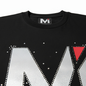 T-shirt imprimé surdimensionné en strass de qualité supérieure, 100 % coton, streetwear pour hommes, logo personnalisé, t-shirt graphique hip-hop - Product Image 5