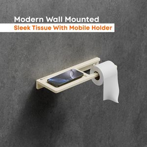 Wall mounted tissue holder with mobile shelf <b>bathroom</b> <b>accessory</b> modern minimalist design durable melamine material convenient - Product Image 3