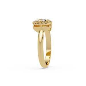 Anillo Toi Et Moi de Oro Puro de 14K con Corte Redondo Solitario y Halo, Anillo de Compromiso con Diamante Cultivado en Laboratorio con Corte Pera, Anillo de Boda de Lujo - Product Image 4