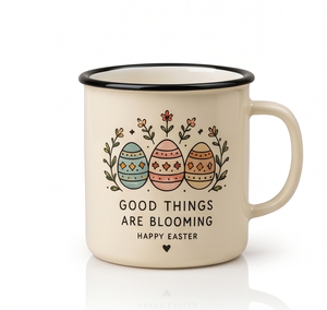 OEM Printed Enamel Coffee <b>Mug</b> Spring Festival Theme Cream Iron Travel Drinking Vessel Wholesale Direct Trade Vendor Source Hub - Product Image 1