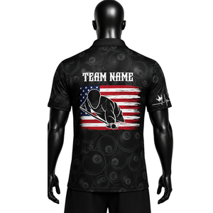 เสื้อโบว์ลิ่งผู้ชาย ORVO SPORTS แขนสั้น พิมพ์ลายแบบ Sublimation ผ้าเทอร์รี่ ระบายอากาศ แห้งเร็ว โพลีเอสเตอร์ 100% สีดำ - Product Image 2