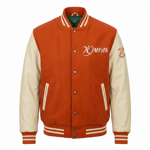 Vêtements d'extérieur tendance Hip Hop University avec manches en cuir, impression par sublimation, style streetwear américain - Product Image 1