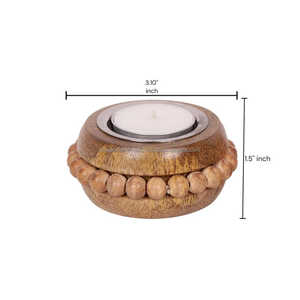 Bougeoir T-Light en bois fabriqué à la main avec design sculpté, accent de décoration rustique pour salle à manger et chambre à coucher - Product Image 1