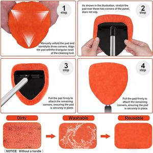 Confezione da 5 testine di ricambio in microfibra rossa, strumenti per la pulizia del parabrezza, lavabili e riutilizzabili, adatti a vari modelli - Product Image 6