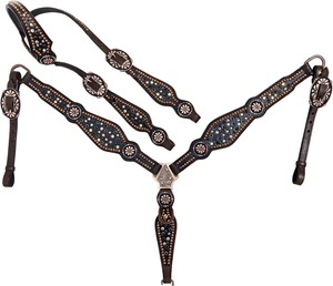 Best Quality Genuine Leather Western Saddle Horse Tack <b>Set</b> with <b>Beaded</b> Headstall Buckle Closure Kaamkaaj Model KKJ01 for Riding - Product Image 4