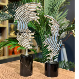 Sculpture d'arbre décorative en acier inoxydable doré brillant, découpée au laser, avec feuilles de branches, base en marbre, pour table - Product Image 3