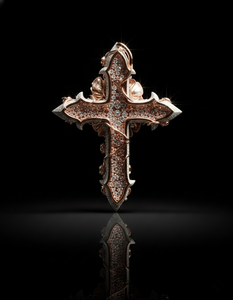 จี้รูปดอกกุหลาบเงินแท้ 925 ชุบทอง 14K สองสี ประดับด้วยลายดอกไม้เถาวัลย์และดอกตูมกุหลาบอย่างละเอียด สำหรับผู้ชายสไตล์ฮิปฮอป - Product Image 3