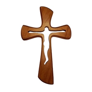 Cruz de crucifijo de madera tallada de primera calidad, decoración de pared cristiana colgante de estilo tradicional, cruz de madera religiosa con diseño Premium - Product Image 1