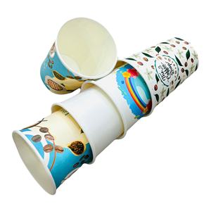 Gobelets en carton ondulé blanc jetables de qualité alimentaire, imprimés flexo avec logo personnalisé, pour boissons chaudes, soupes et café - Product Image 1