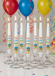 Bougies coniques personnalisées en cire de soja et paraffine, sans fumée, imprimées motifs gâteaux colorés, avec nom personnalisé, pour anniversaire, célébration, Halloween et fêtes - Product Image 3